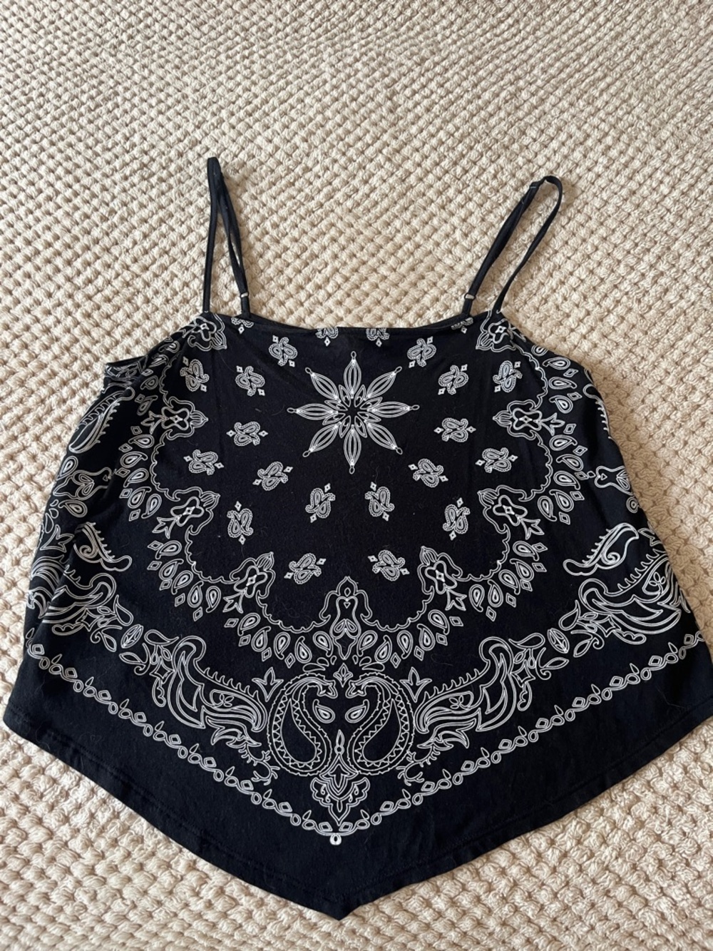Black Bandana-Print Handkerchief Hem Cami Top